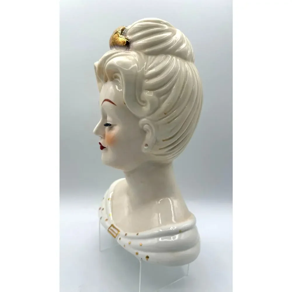 Vintage Princess Grace Porcelain Lady Head Vase-XL 10in